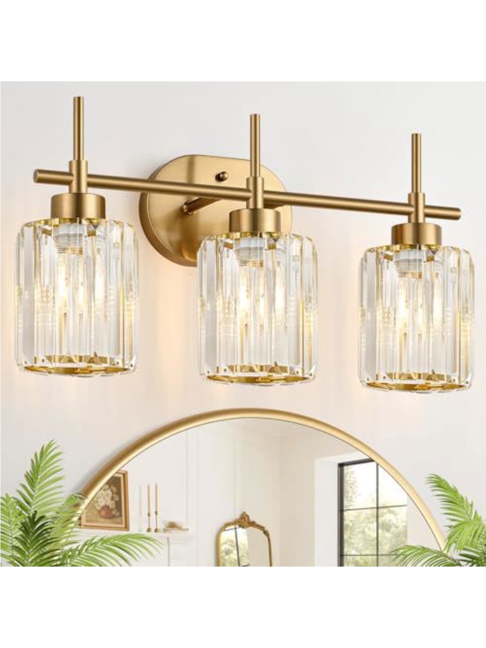 Brass 3-Light Vanity Sconce with Clear Glass Shades